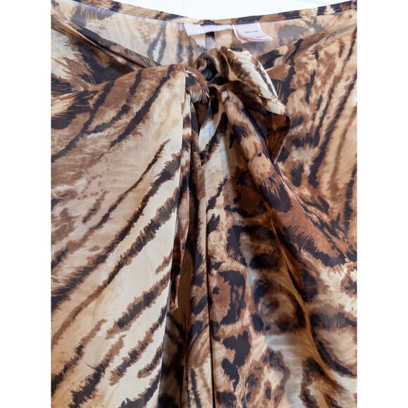 Victoria’s Secret Y2K Animal Print Sheer Tie Front Wide Leg Lounge Pants Size M - Picture 5 of 8